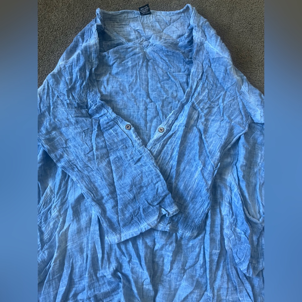 Blue Linen Women's Blouse